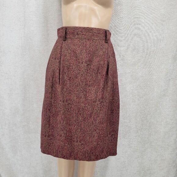 Ellen Tracy Vintage 90s Silk Midi Skirt with Belt Loops and Pockets Women's 10 - Picture 2 of 10